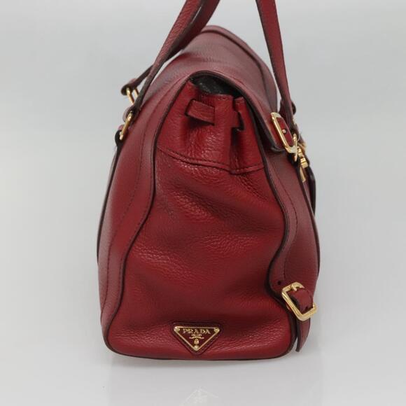PRADA Tote Bag Leather Red Gold - Picture 4 of 12